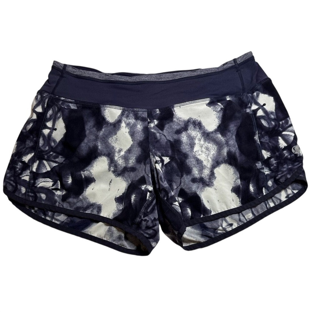 Lululemon Speed Up Shorts 4" Navy Blue White Inkblot Size 4 Running Athletic